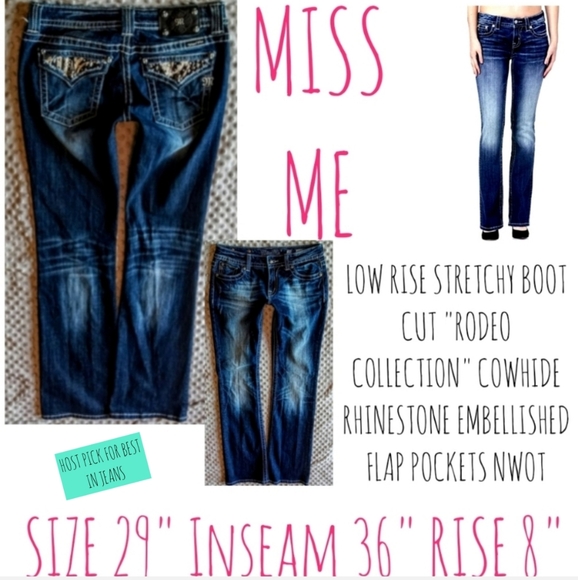 Miss Me Denim - Miss Me Jeans Size 29 Long Boot Cut Cowhide Flap